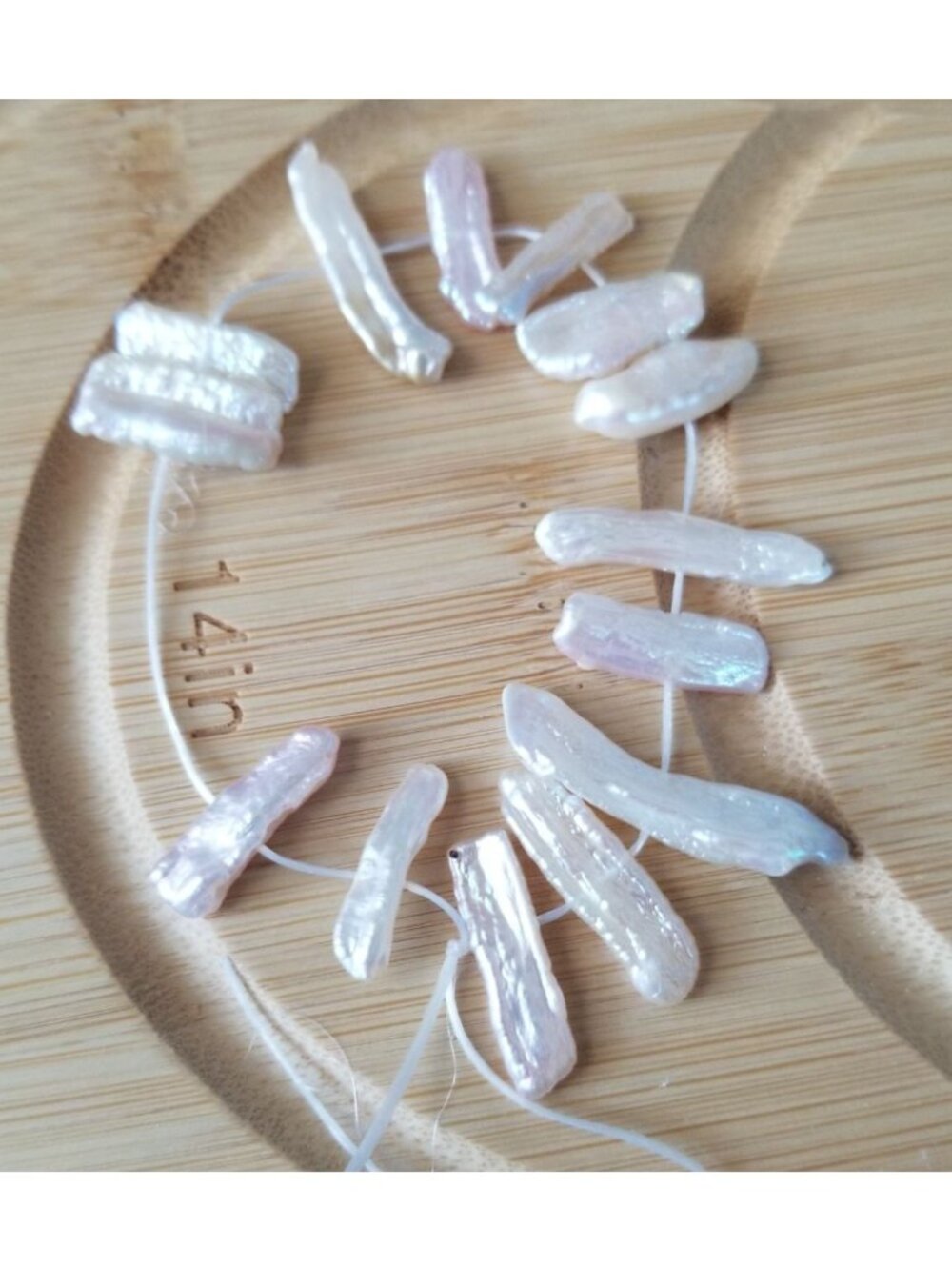 Loose Pearl White Biwa Stick Pearl Bag 1C  Baroque  4 "  Bin Pearl  16 Pcs 52.5